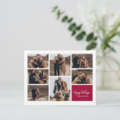 7枚の写真ハッピーホリデーズコラージュモダンクリスマス ポストカード (スタンド正面)