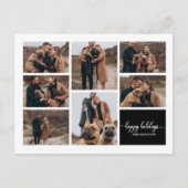 7枚の写真ハッピーホリデーモダンクリスマスブラック ポストカード (正面)