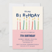7歳おもしろいの誕生日招待状誕生日キャンドル 招待状 (正面)