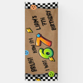 7歳じゃないよ6歳だよ Boys 7th 誕生日バナー 横断幕 (縦)