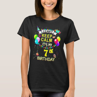 7歳で落ち着け保ない私の7誕生日 Tシャツ