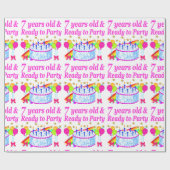 7歳と準備ができてパーティー誕生日少女 ラッピングペーパー (フラット)