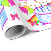 7歳と準備ができてパーティー誕生日少女 ラッピングペーパー (ロールコーナー)