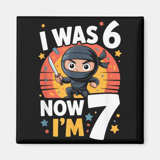 7歳になりました 忍者の7歳の誕生日パーティー マグネット (正面)