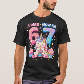 7歳になりました! 6歳から7歳 ユニコーン 誕生日 少女 Tシャツ