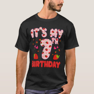 7歳のいちごバースデーガール かわいいフルーツ Tシャツ