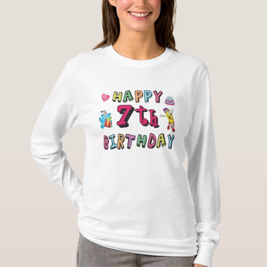 7歳のお誕生日おめでとう！7歳の子供にぴったり Tシャツ (正面)
