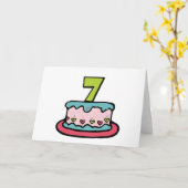 7歳のお誕生日ケーキ カード (黄色い花)