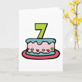 7歳のお誕生日ケーキ カード (黄色い花)