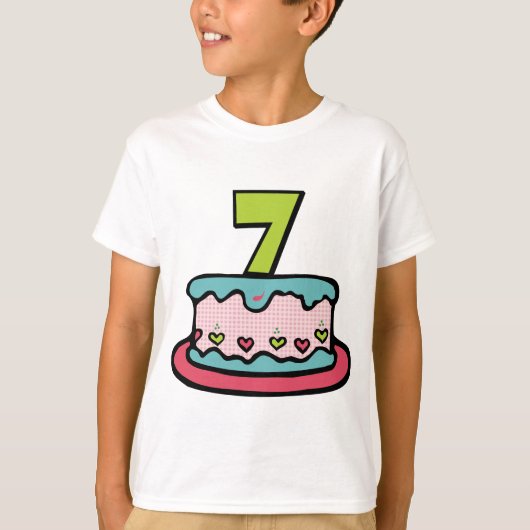 7歳のお誕生日ケーキ Tシャツ (正面)