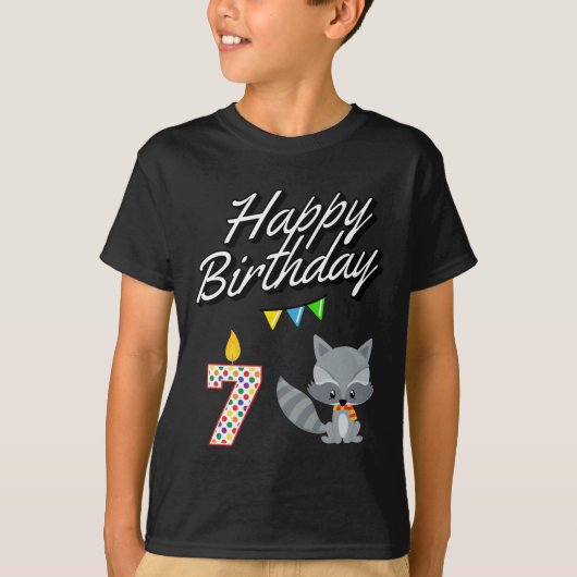 7歳のかわいいのためのラクーン誕生日 Tシャツ (正面)