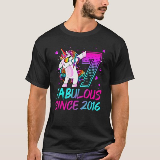 7歳のギフト女の子10代ダビングUnicorn 7th B Tシャツ (正面)