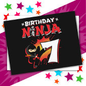 7歳のコミックスタイルの忍者 7歳の誕生日 ポストカード