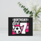 7歳のサッカーパーティー 誕生日 女の子 ポストカード (スタンド正面)