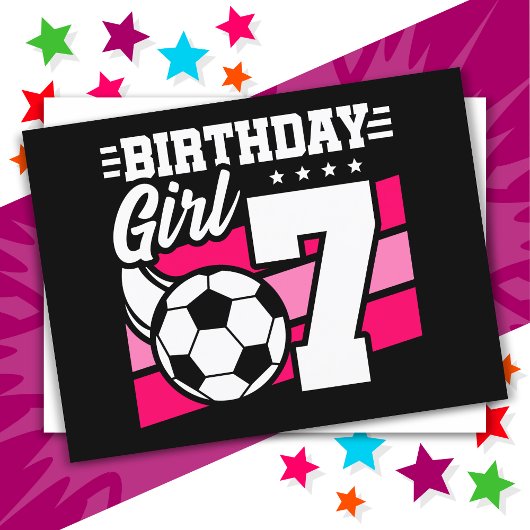 7歳のサッカーパーティー 誕生日 女の子 ポストカード