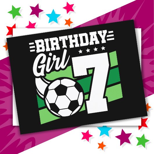 7歳のサッカーパーティー 7歳の誕生日 女の子 ポストカード