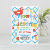 7歳のサマープールパーティーに浮かんで 7歳の誕生日 招待状 (スタンド正面)