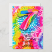 7歳のタイダイ誕生日 招待状 (正面)