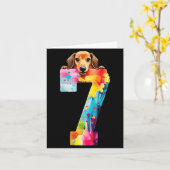 7歳のダックスフントの誕生日 カード (黄色い花)