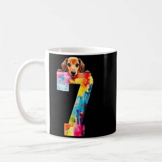7歳のダックスフントの誕生日 コーヒーマグカップ (左)