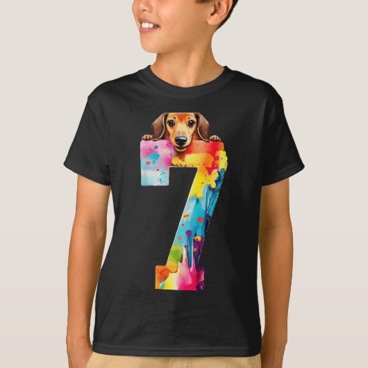 7歳のダックスフントの誕生日 Tシャツ (正面)