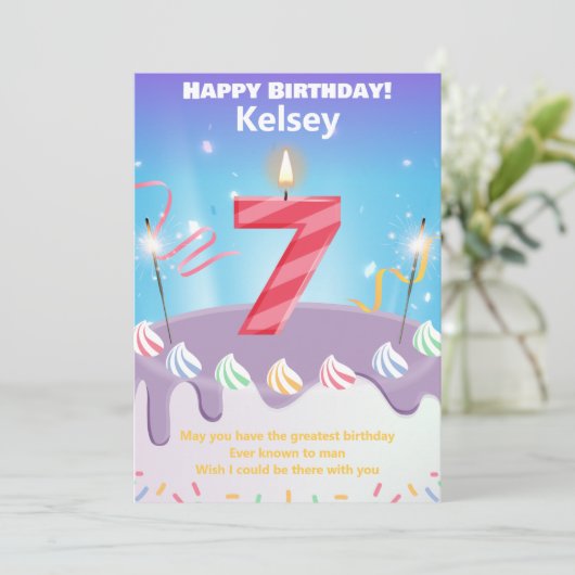 7歳のハッピーバースデーカードパーソナライズされた (スタンド正面)