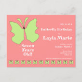 7歳のバタフライ・バースデーパーティー ポストカード (正面)