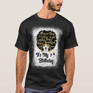 7歳のヒョウのメラニン・ガール私の誕生日  Tシャツ