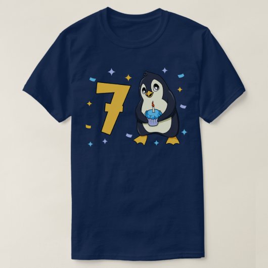 7歳のペンギン子供の誕生日 Tシャツ (デザイン正面)