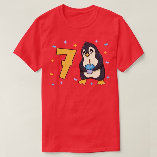 7歳のペンギン子供の誕生日 Tシャツ (デザイン正面)