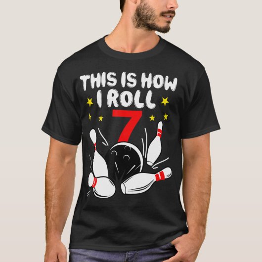 7歳のボーリング私は7転が誕生日 Tシャツ (正面)
