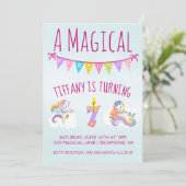 7歳のユニコーン誕生パーティー 招待状 (スタンド正面)