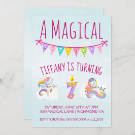 7歳のユニコーン誕生パーティー 招待状