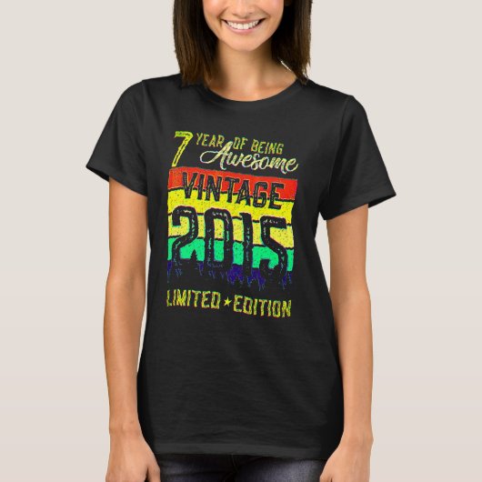 7歳のレトロ2015年 7歳の誕生日 1 Tシャツ (正面)