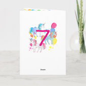 7歳の女の子のユニコーンバースデーカード カード (裏面)