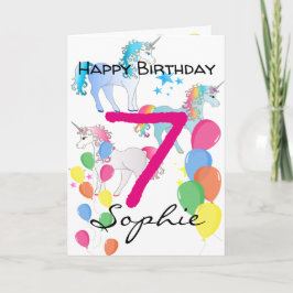 7歳の女の子のユニコーンバースデーカード カード
