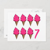 7歳の女の子誕生日かわいいピンクのアイスクリーム ポストカード (正面/裏面)