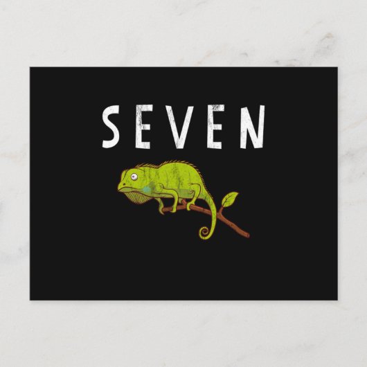 7歳の子供のトカゲの爬虫類の誕生日パーティー 7周年 ポストカード (正面)
