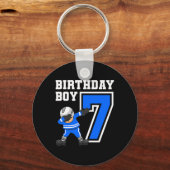 7歳の少年アイスホッケー選手7誕生日キッド キーホルダー (正面)