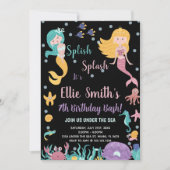 7歳の海の下の金髪人魚の招待状 招待状 (正面)