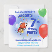 7歳の男の子のカスタム誕生日パーティー招待状 招待状 (裏面)