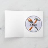 7歳の男の子ビルダーのツール誕生日デザイン カード (内部)