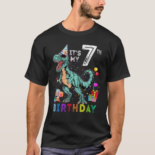 7歳の私の7誕生日恐竜レックス2 Tシャツ (正面)