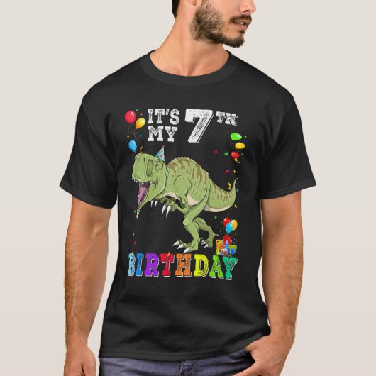 7歳の私の7誕生日恐竜レックス Tシャツ (正面)