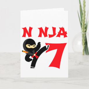 7歳の空手忍者パーティーキッズ7歳の誕生日Tシャツ カード