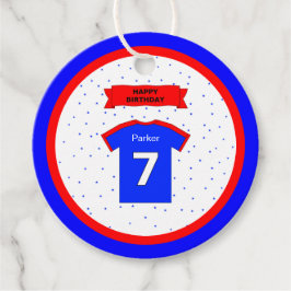 7歳の誕生日あなた感謝していの赤白青スポーツスター フェイバータグ