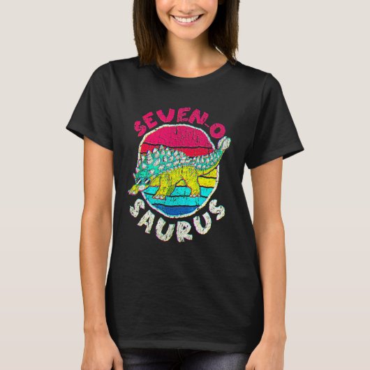 7歳の誕生日おめでとうアンキロサウルス I ファミリー Tシャツ (正面)