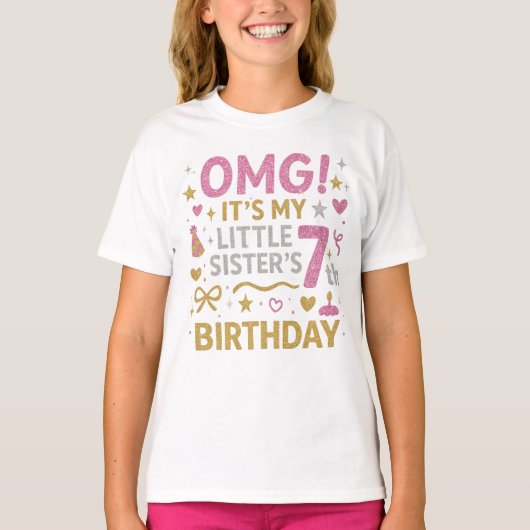 7歳の誕生日おめでとうキラキラ妹 Tシャツ (正面)