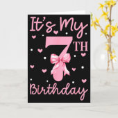 7歳の誕生日おめでとう女の子キュートリボン 7歳  カード (黄色い花)