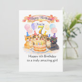 7歳の誕生日おめでとう - かわいい猫 カード (スタンド正面)